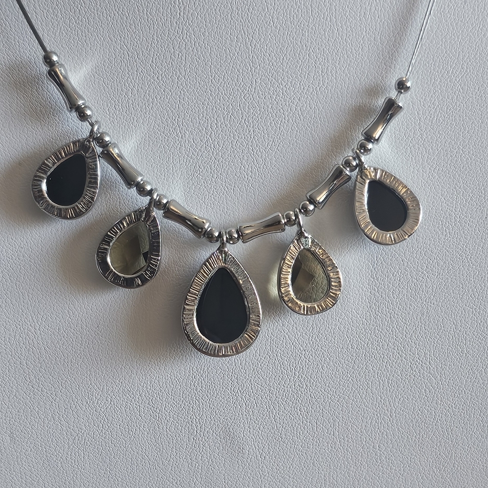 Vintage Touchstone Smoky Quartz Necklace By Guess. - Picture 6 of 7